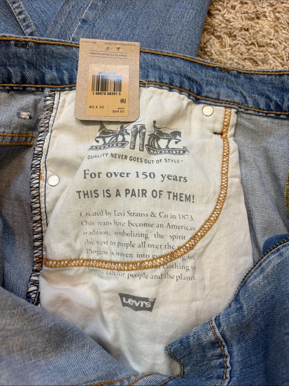 NWT Levi's Men's 569 Loose Straight Denim Jeans 40 x 30